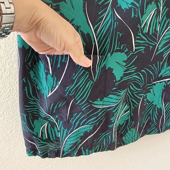 Equipment Silk Aubrey Dress Palm Leaf Tropical Blue Green White Women Size S - Picture 4 of 10